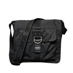 Lauren Ralph Lauren Nylon Crossbody Bag Black Minimal‎ Travel Messenger Commuter